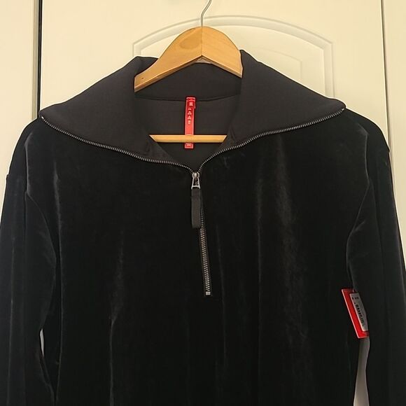 SPANX Velvet Half Zip Very Black Size M - Picture 4 of 13